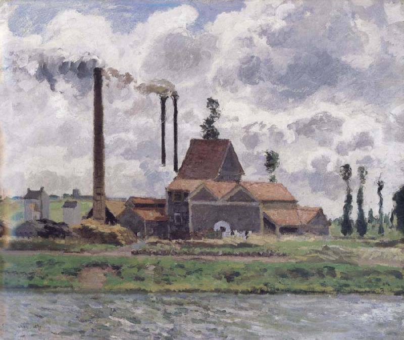 Camille Pissarro Factory near Pontoise Usine pres de Pontoise Norge oil painting art